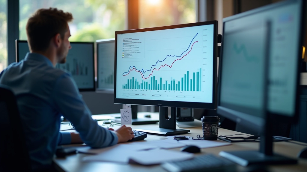 Analytik pracuje s rozpočtovými daty a projekcemi