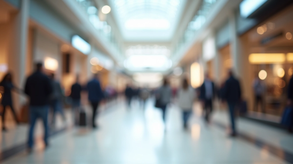 Obchodní centrum s obchody a nákupujícími v moderním prostředí